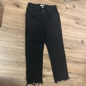 Re/Done Black Straight-Leg Women's Jeans with Raw Hem